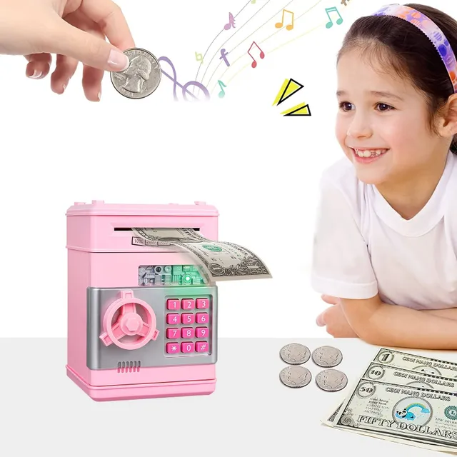 Ružová elektronická bankomatka pre deti
