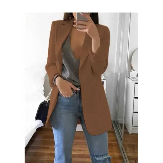 Manteau blazer oversized pour femme en une seule couleur à manches longues pour les loisirs et le bureau