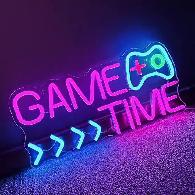 Letrero LED neón "Game Time" para pared - Para zona de juegos y fiestas