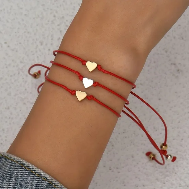 Adjustable Line Bracelet With Heart Pattern