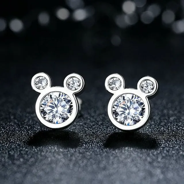 Beautiful Silver Earrings Mickey