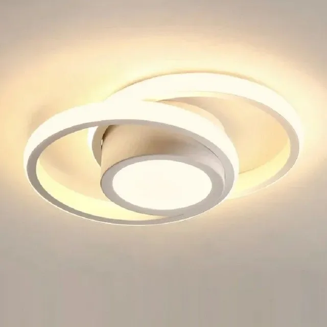 LED ceiling lamp with 3 colours of light 32 W Modern dimmable chandelier in the shape of two circles Minimalist chandelier with switching color temperature 27 x 20 x 6 cm