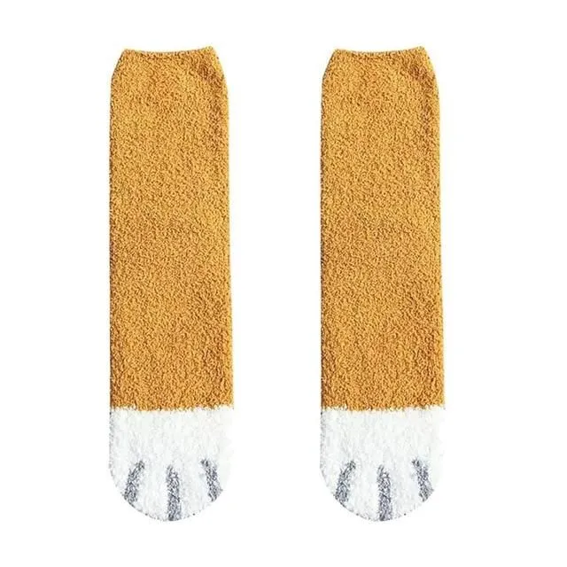 Warm socks in the shape of a paw