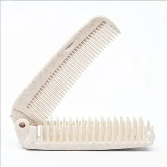 Portable folding comb and hairbrush made of wheat straw