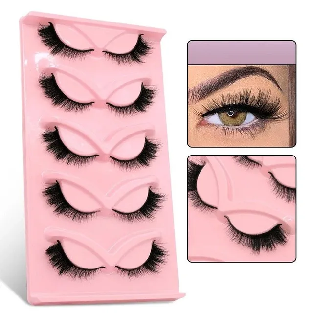 Set of 5 pairs of artificial algae Artificial long eyelashes with full strip Set for extension of algae Natural adhesive eyelashes