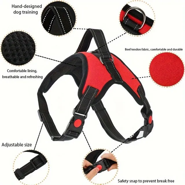 No-drawing reflex adjustable dog harness with handle