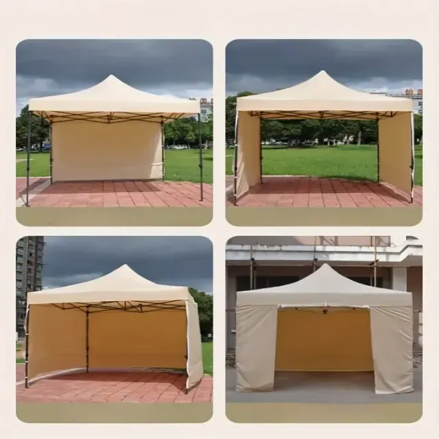 Outdoor parasol with side awning and rain protection