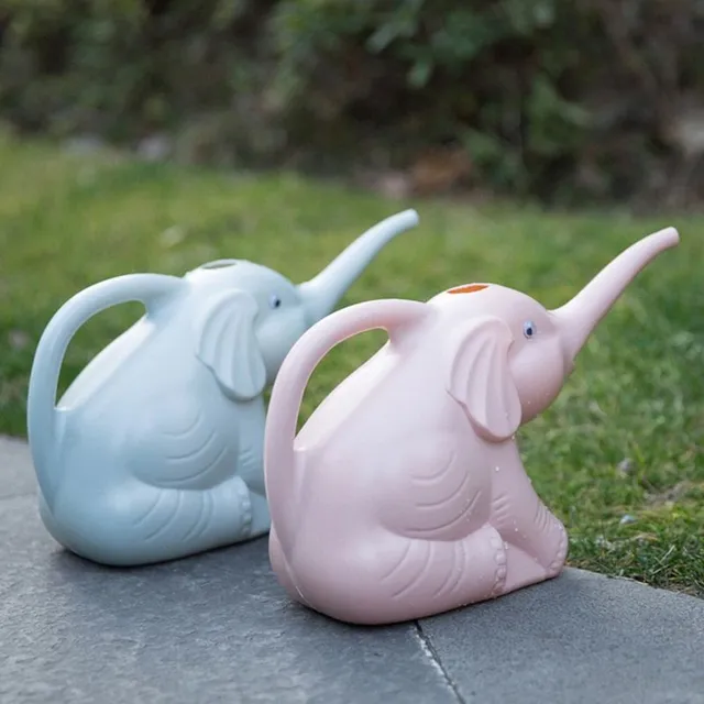 Stylish watering can for watering garden and outdoor flowers in the shape of Kyrylo the elephant