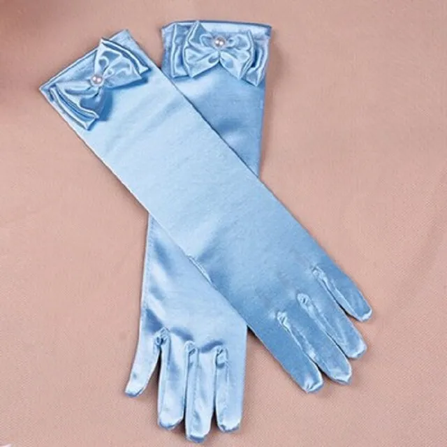 Children's satin gloves long