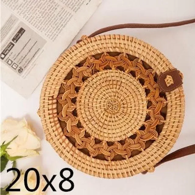 Rattan round handbag