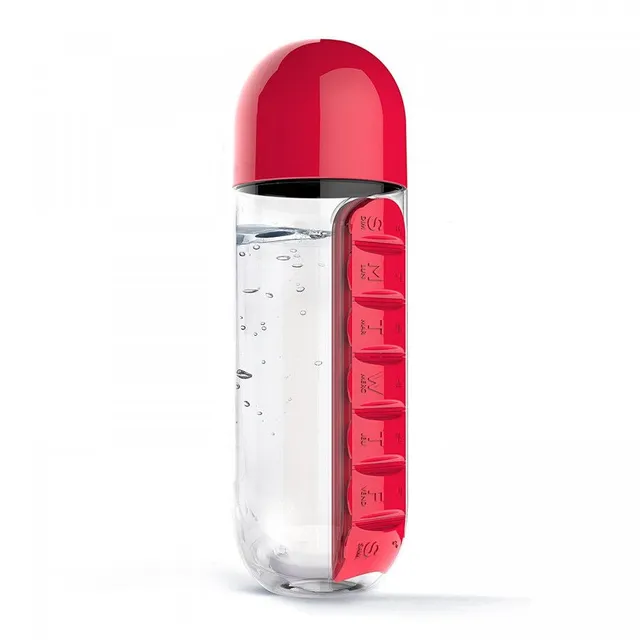 Plastikowa butelka z codziennym dozownikiem leków © różne kolory