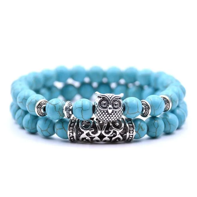 Bracelet with owl made of lava stones