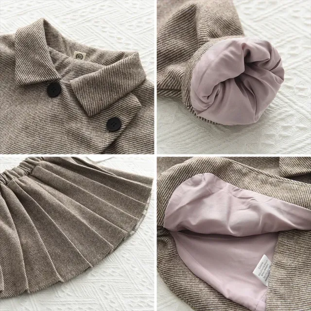 Set de haine pentru prințese - palton și fustă de toamnă și iarnă pentru copii - îmbrăcăminte vintage