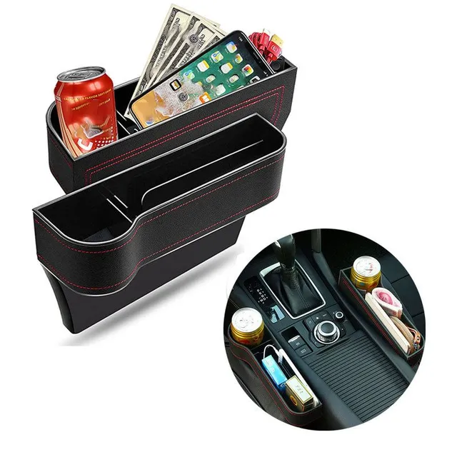 Side Seat Organizer Car Cup Holder Leather Multifunctional Car Seat Gap Filler Storage Box Seat Pocket Stowing Tidying