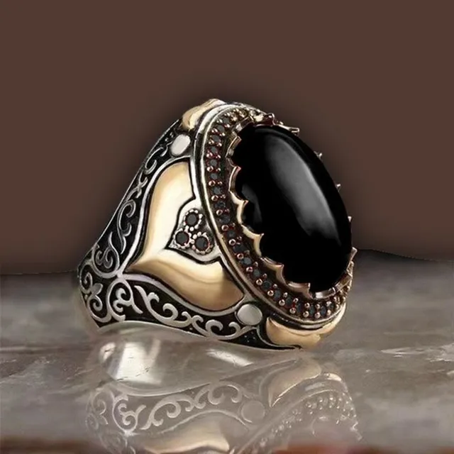 Men's chunky vintage ring with stone 5 11