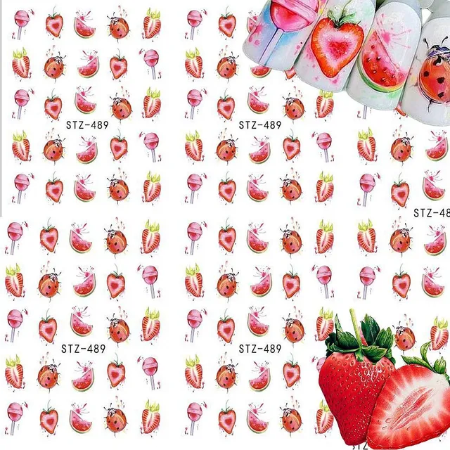 Stickers for nails with fruit and sweets motif