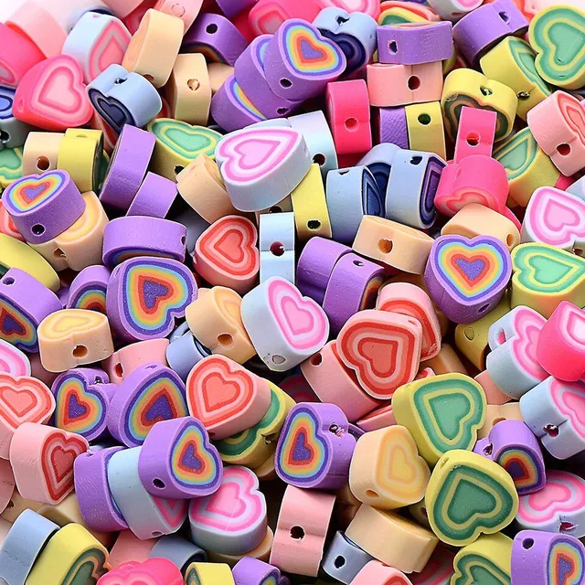 Girls coloured beads for stringing - various motifs - 100 pcs