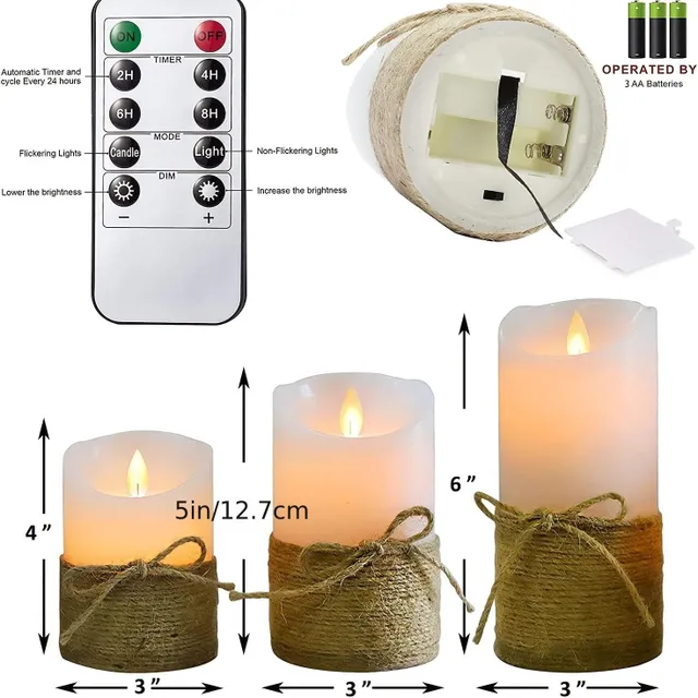 Sviečky bez plameňa LED pre batérie s realistickým blikaním - Na dekoráciu, sviatky, narodeniny, Vianoce, domov