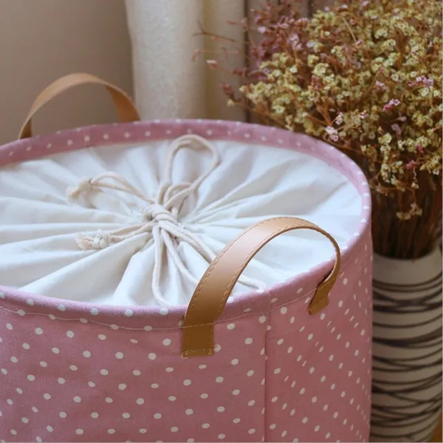 Laundry basket with polka dots