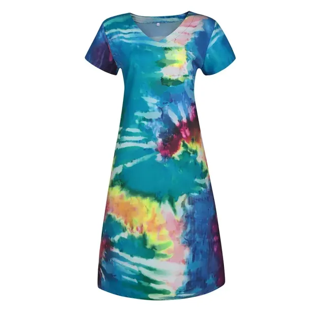 Beautiful ladies colourful dress with short sleeves