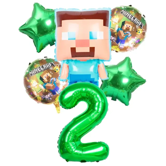 Stylish set of birthday balloons in the performance of popular characters from Minecraft