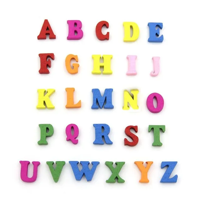 Wooden coloured letters 100 pcs