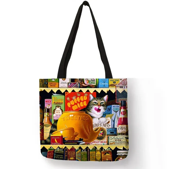 Women's shopping canvas bag with print Anime - on the shoulder