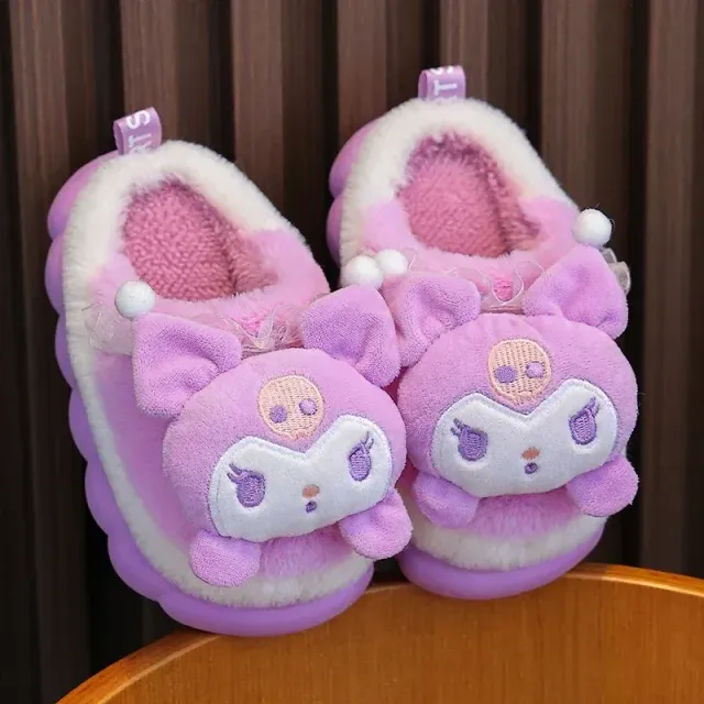 Kids cute slippers at home, soft and slippery