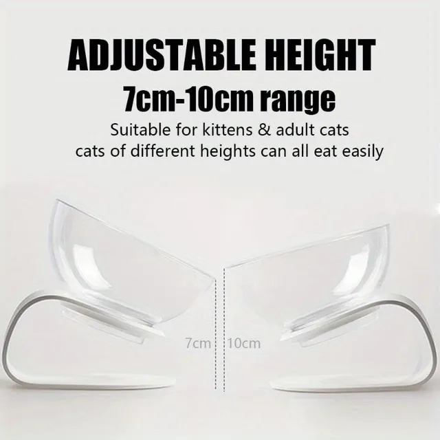 Increased double bowls for cats with 15 degree holder for neck protection and anti-vomiting