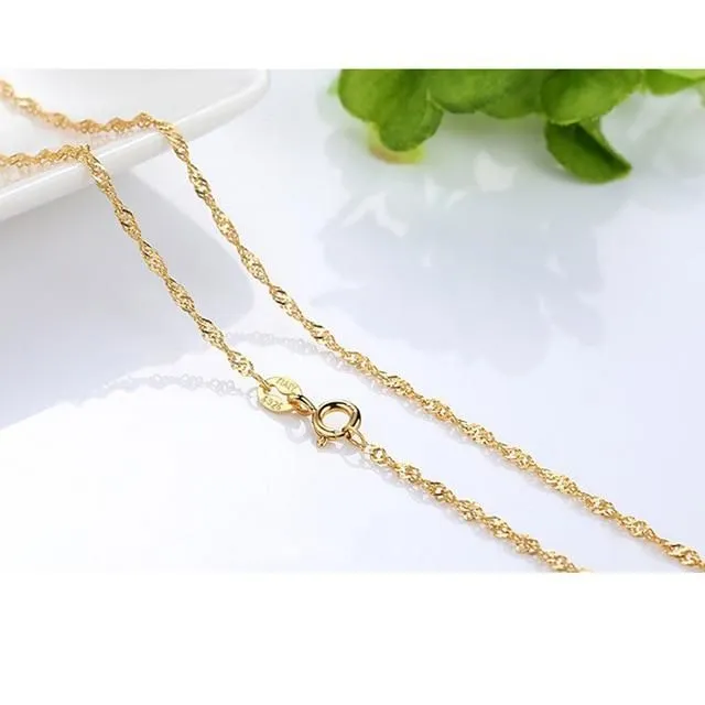 Gold fine chain Water-wave-1-4mm