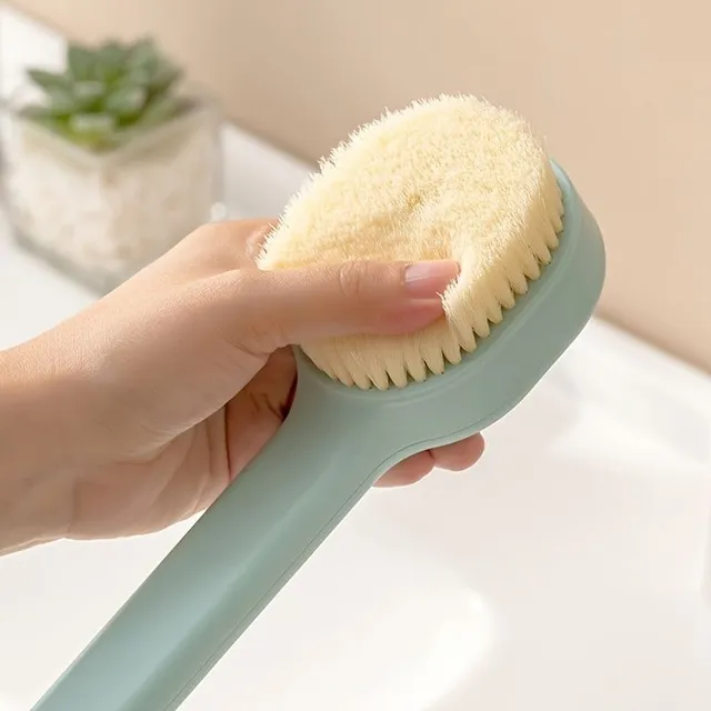 Bath brush with long handle and soap dispenser - shower brush for back and body