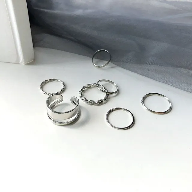 Női fémgyűrű készlet - 7 db