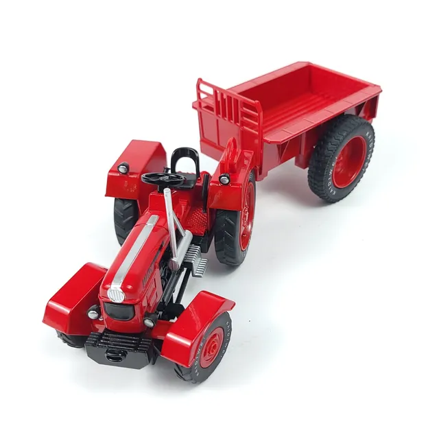 Tractor retro cu remorcă 1:18 - model metalic