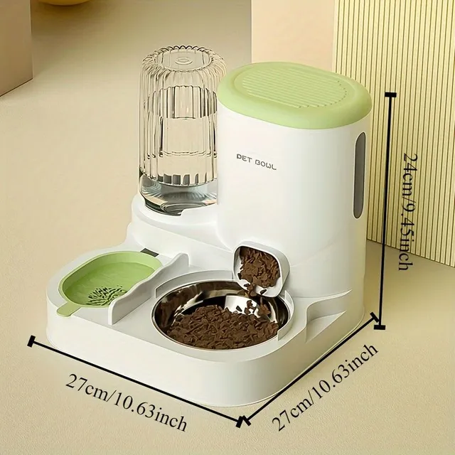 Automatic feeder and water for pets with stainless steel bowls