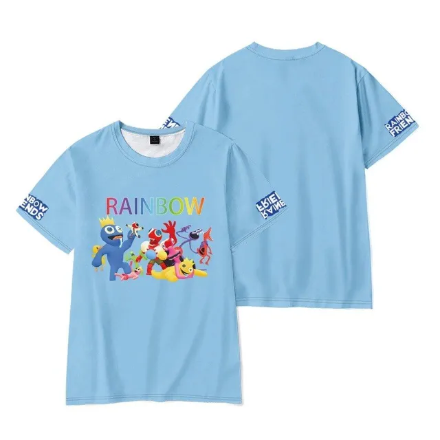 Children's trendy short sleeve T-shirt with Rainbow Friends print