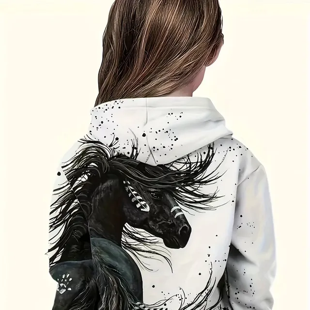 Trends horse sweatshirt with hood and 3D printing