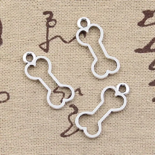 30 pcs pendants Empty dog bones 25x11mm in antiquary bronze and silver color for making pendants