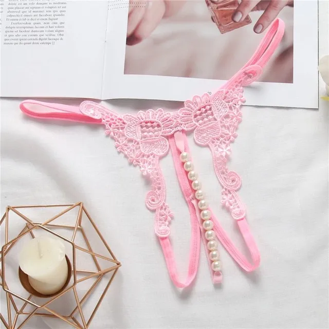 Women's Sexy Lace Thong with Massage Pearls