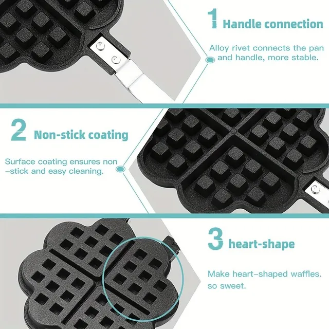 Heart shaped waffle maker - for easy and fun baking waffles, perfect gift for sweet lovers