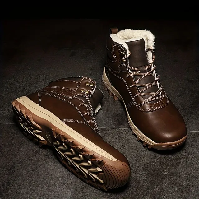 Men's waterproof and warm hiking shoes with teddy lining