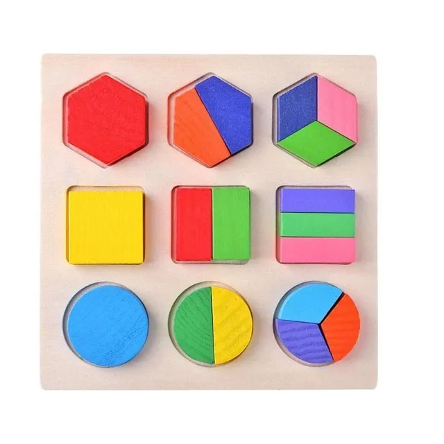 Dřevěné dětské Montessori puzzle - geometrické tvary