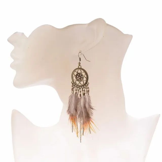 Earrings with feathers - 10 cm