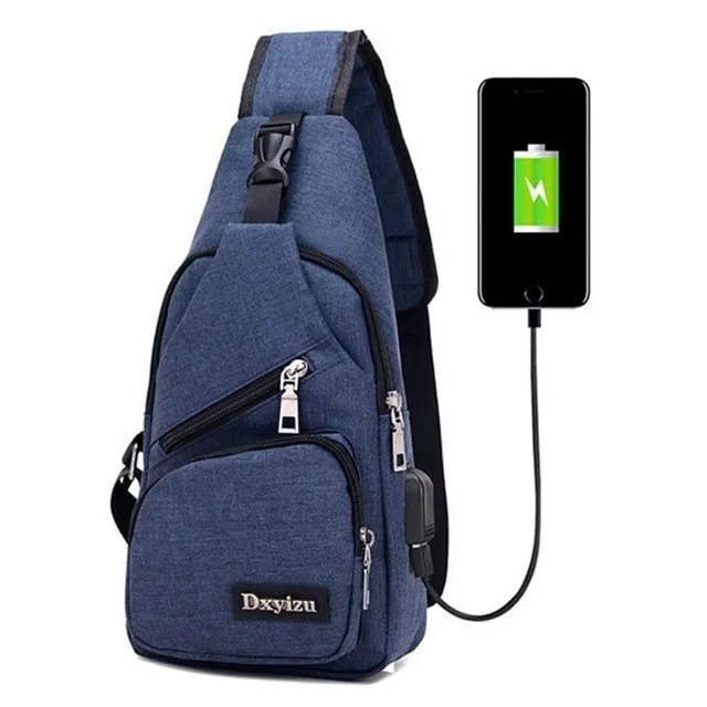 Travel USB design unisex shoulder bag dark blue