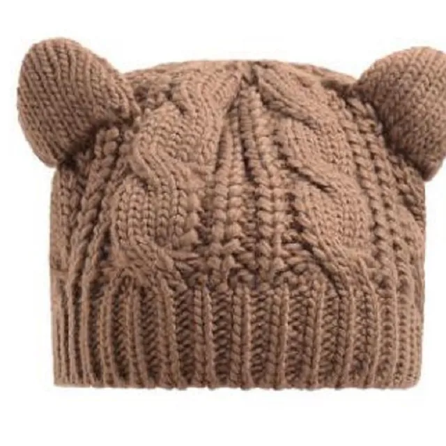 Women's winter knitted hat with ears