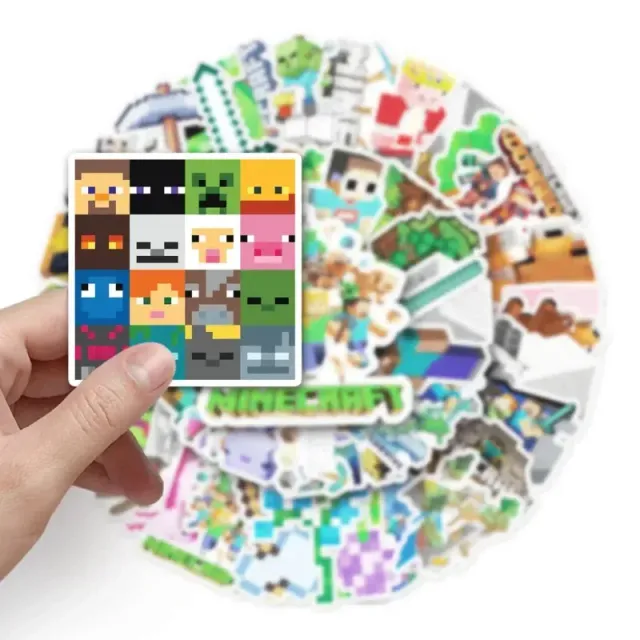 50 pcs stylish stickers with random motifs of the popular Minecraft game