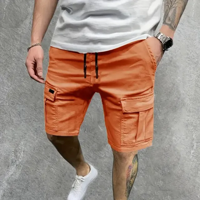 Male cargo shorts medium length - Comfortable and practical with pockets - Ideal for summer
