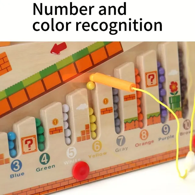 Developing wooden magnetic sponge with maze and counting, game for colors and numbers, Christmas present