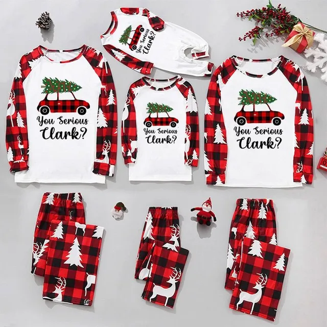 Christmas family plaid pyjamas with themed print