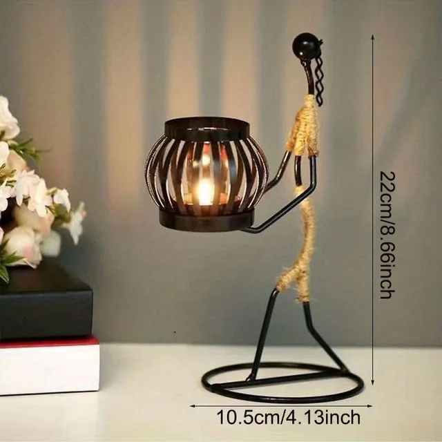 Shining Table Iron Man: Vintage candle made of metal for romantic moments in western style