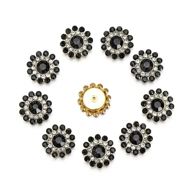 Crystal buttons in flower shape - set 10 pcs